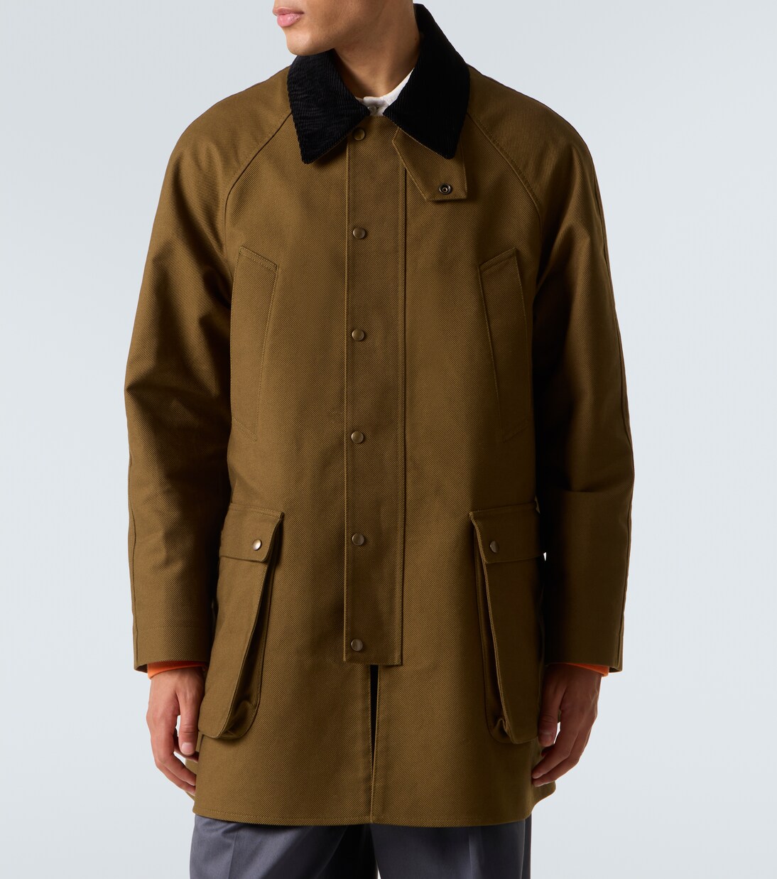 Corduroy-trimmed cotton drill coat | Loewe