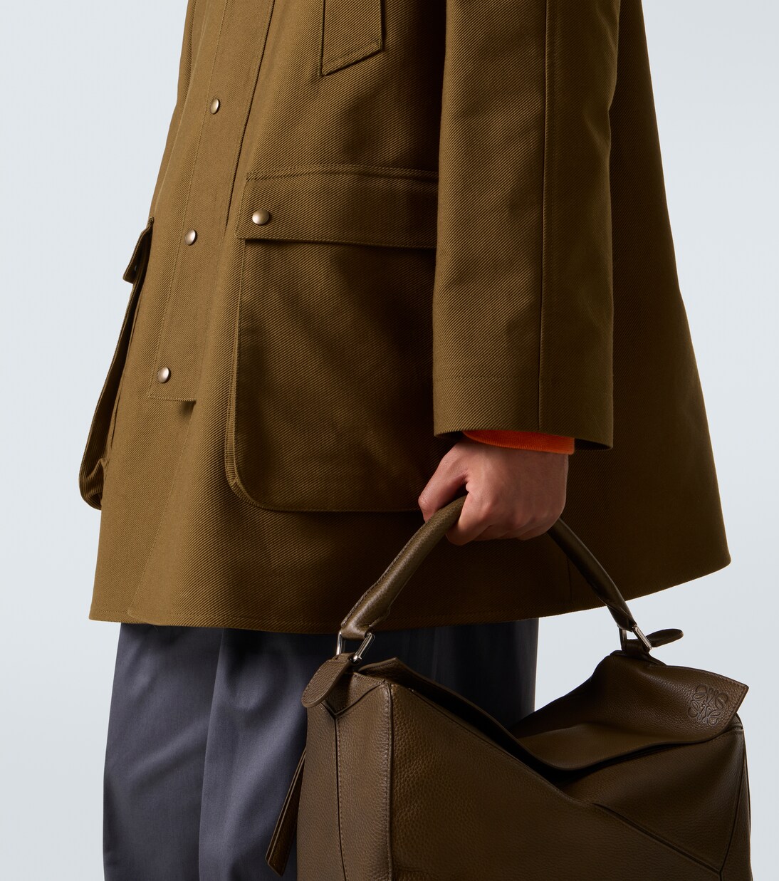 Corduroy-trimmed cotton drill coat | Loewe