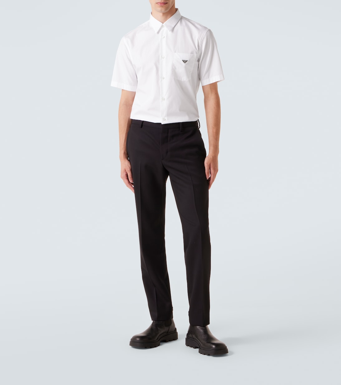 Logo cotton poplin bowling shirt | Prada