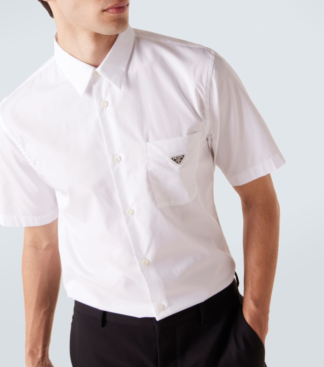 Logo cotton poplin bowling shirt | Prada