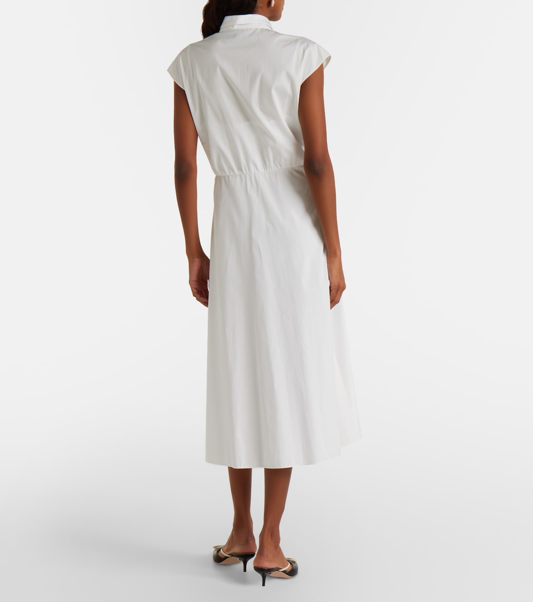 Robe midi en coton ornée de guipure  | Valentino