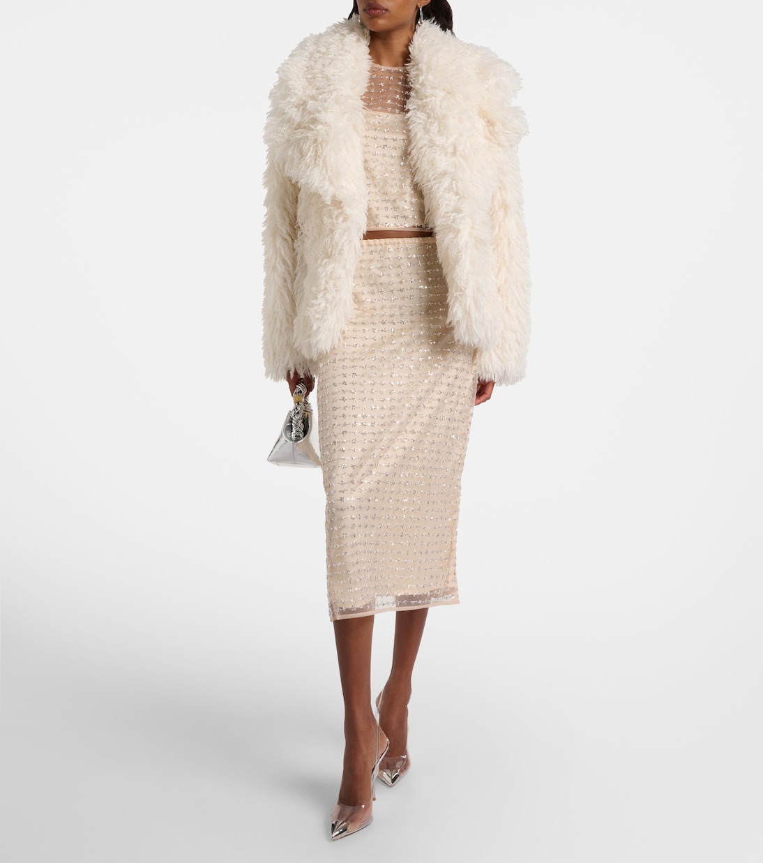 Jupe midi Ciara en tulle à ornements | Staud