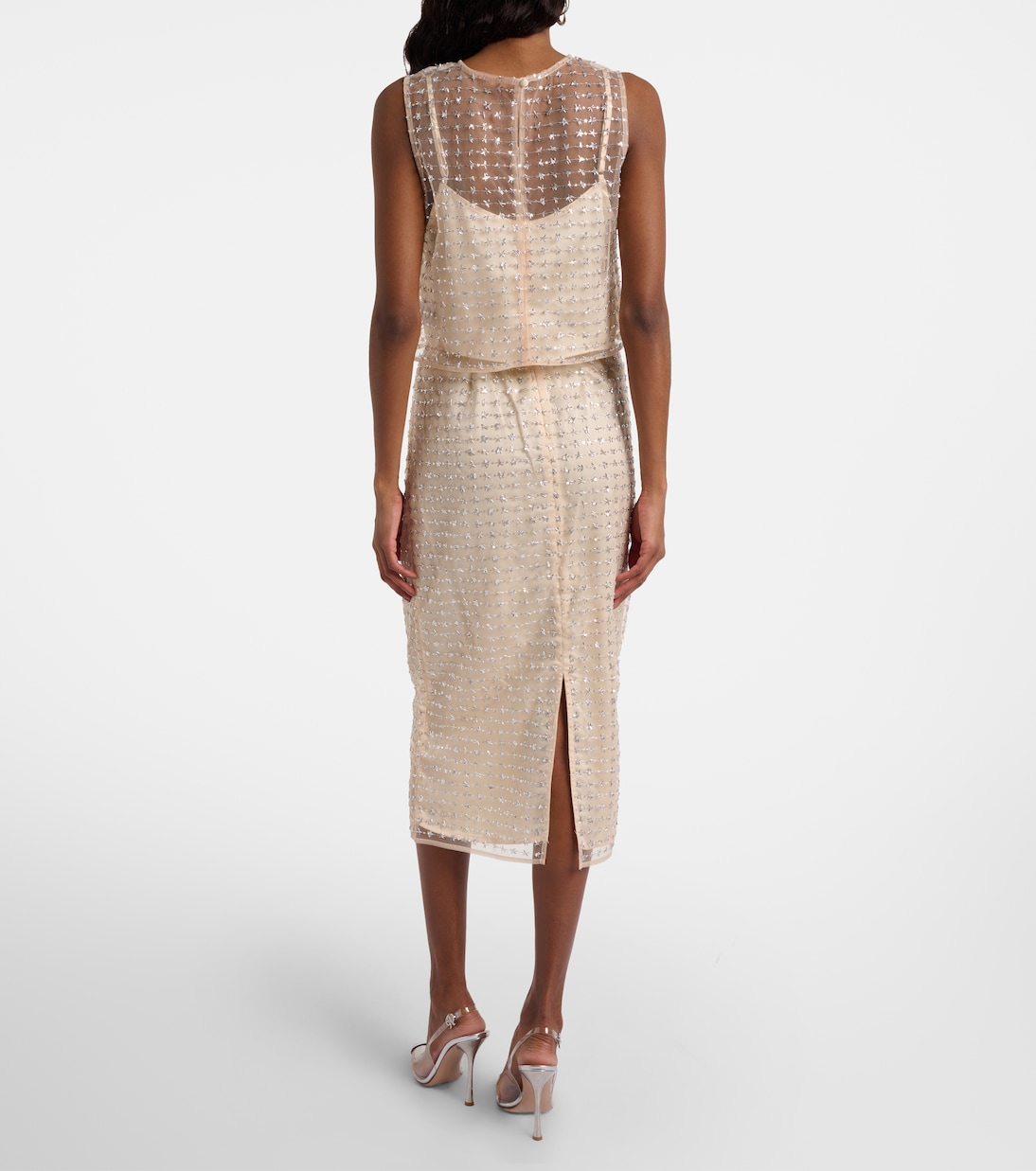 Jupe midi Ciara en tulle à ornements | Staud