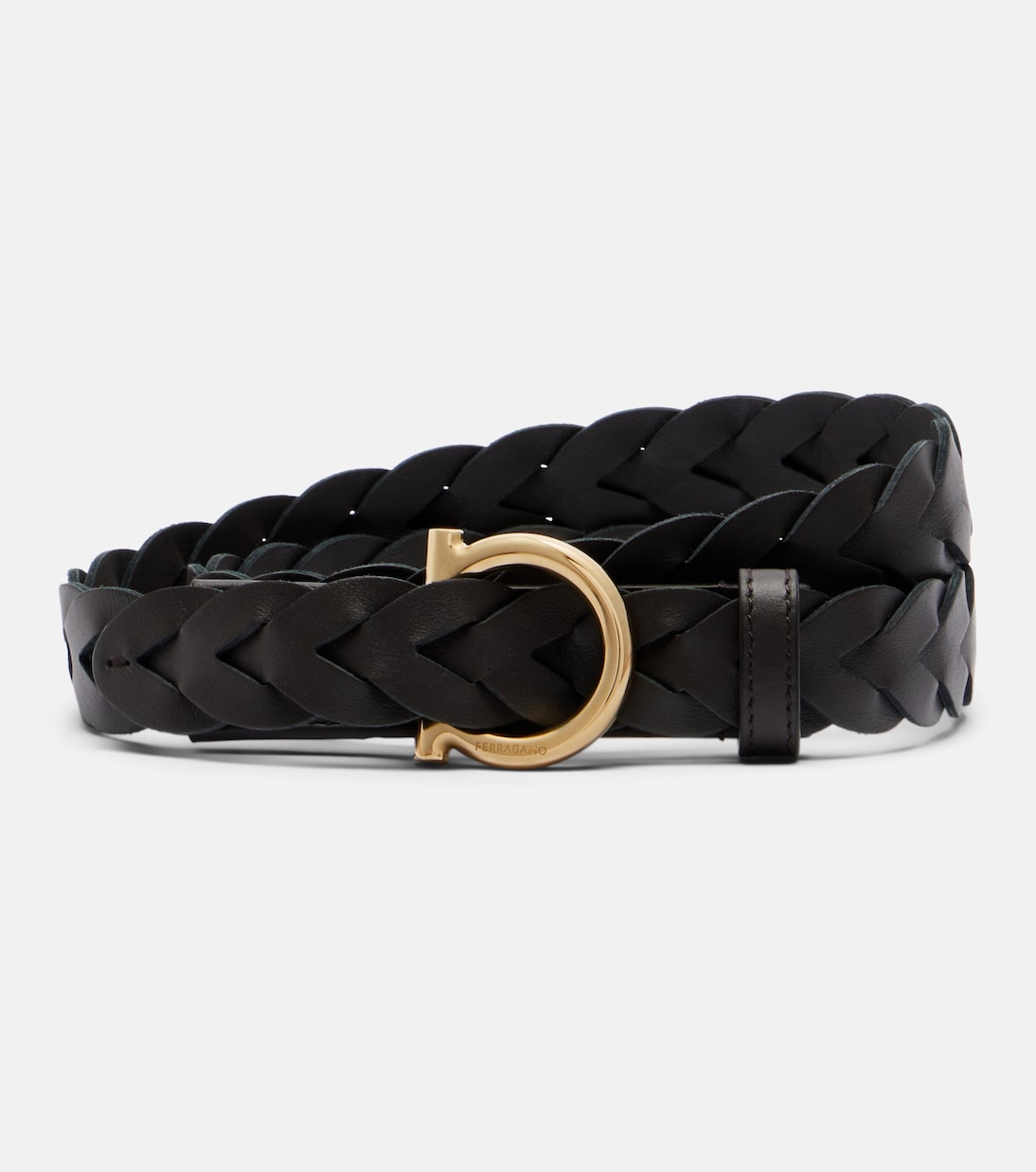 Gancio braided leather belt | Ferragamo