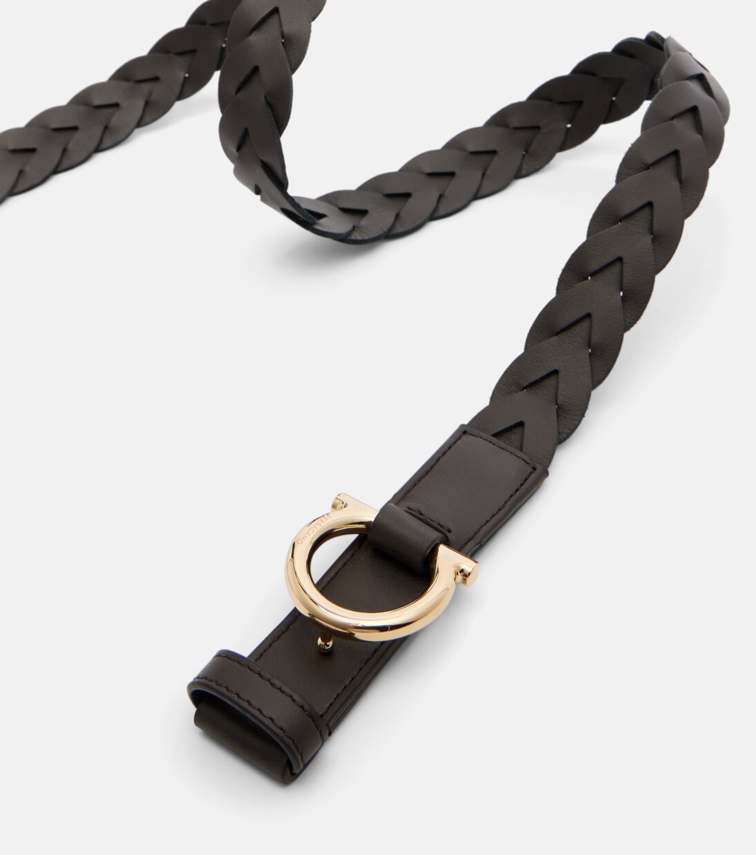 Gancio braided leather belt | Ferragamo