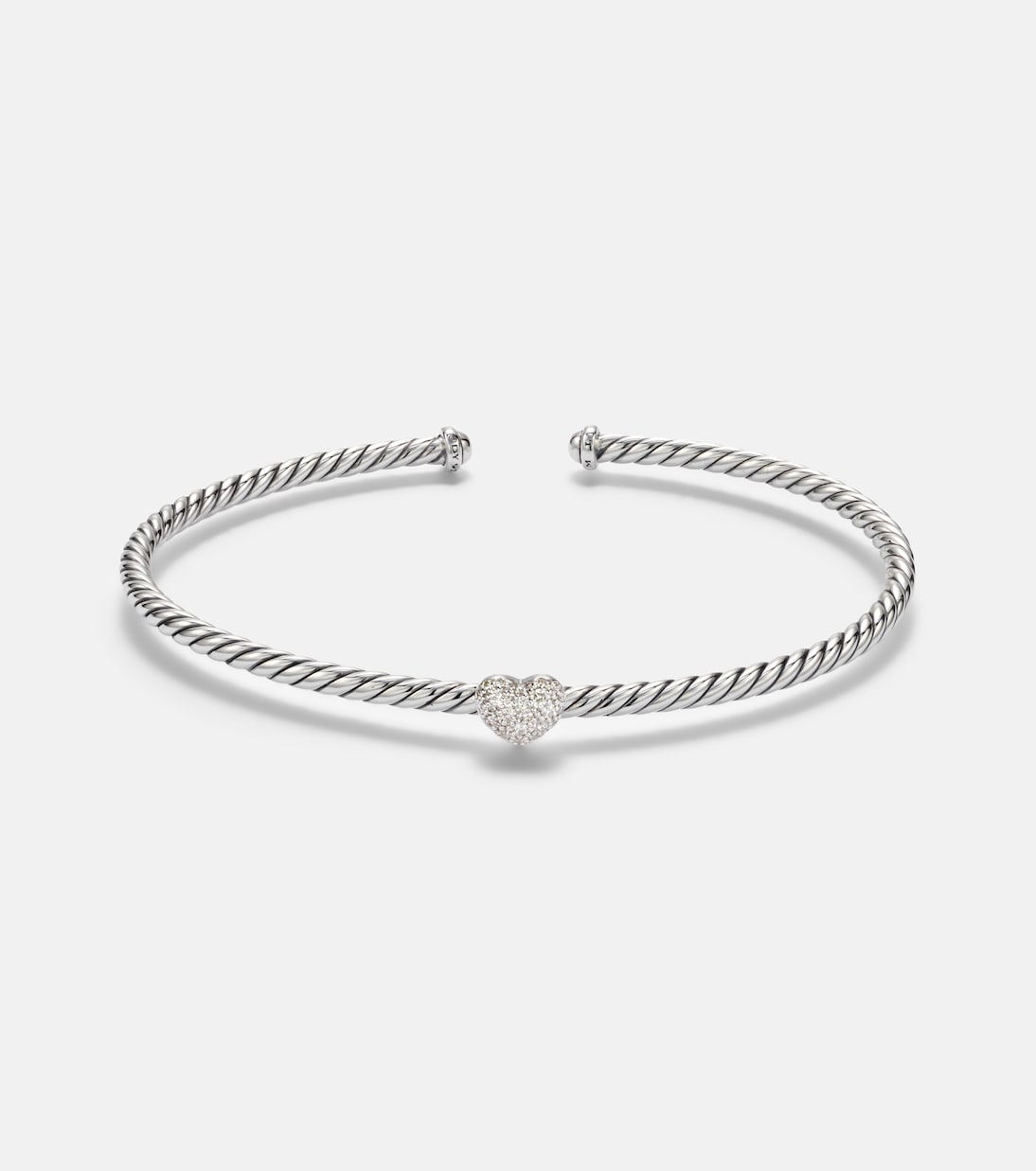 Cable Flex® Heart Micro sterling silver cuff bracelet with diamonds | David Yurman