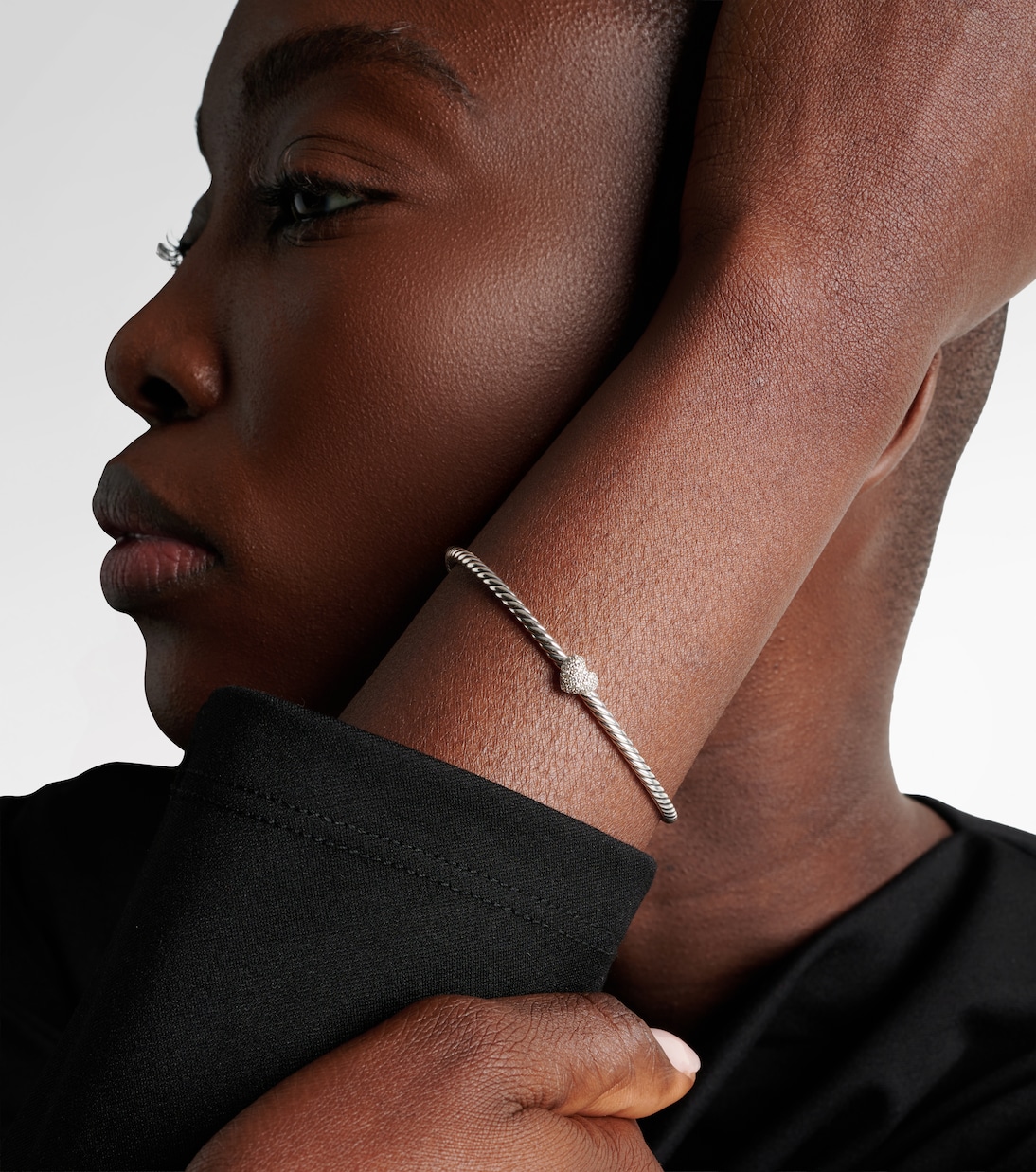 Cable Flex® Heart Micro sterling silver cuff bracelet with diamonds | David Yurman