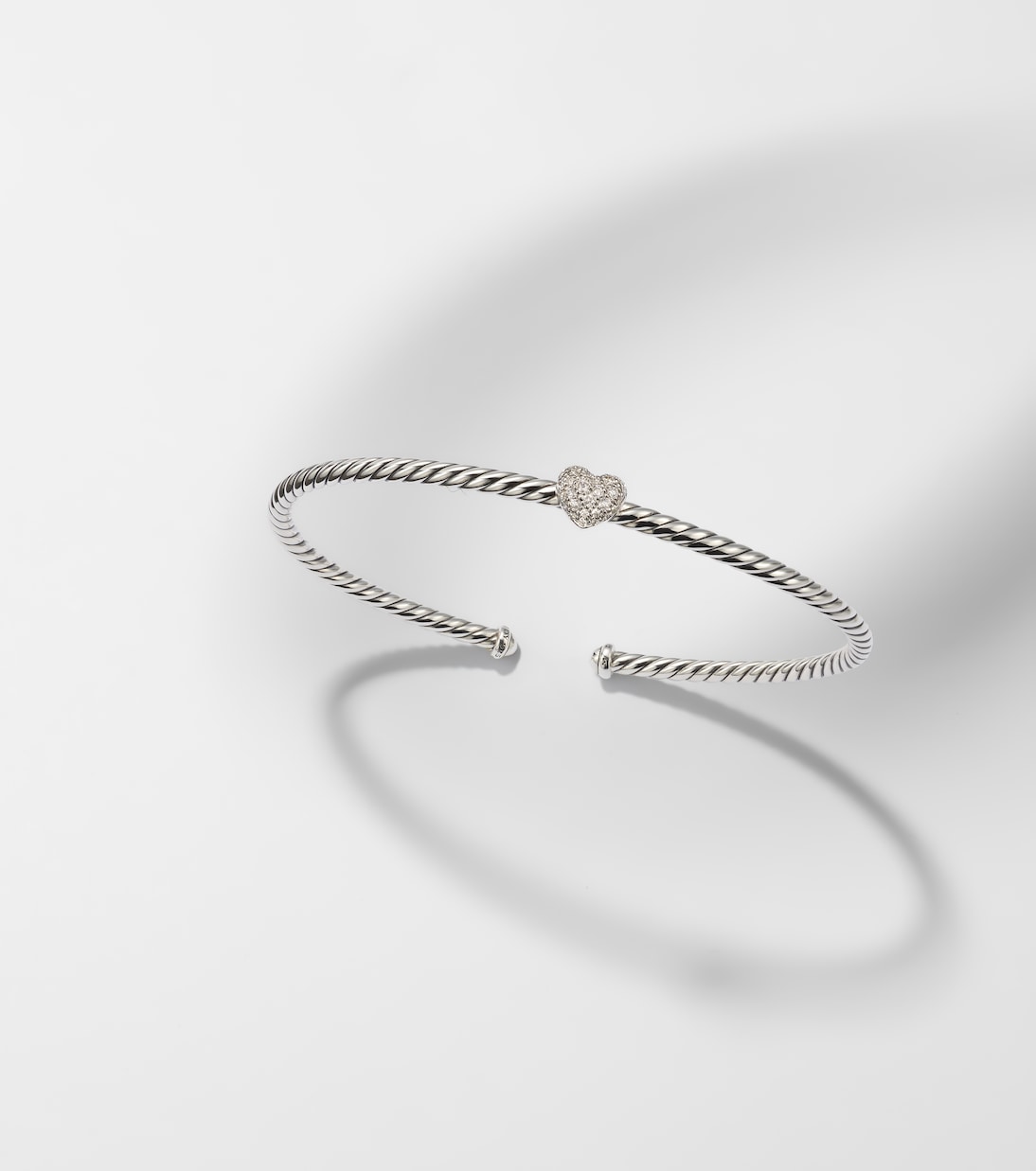 Cable Flex® Heart Micro sterling silver cuff bracelet with diamonds | David Yurman