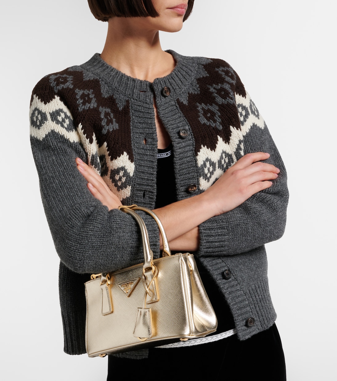 Tote Bag Galleria Mini aus Metallic-Leder | Prada