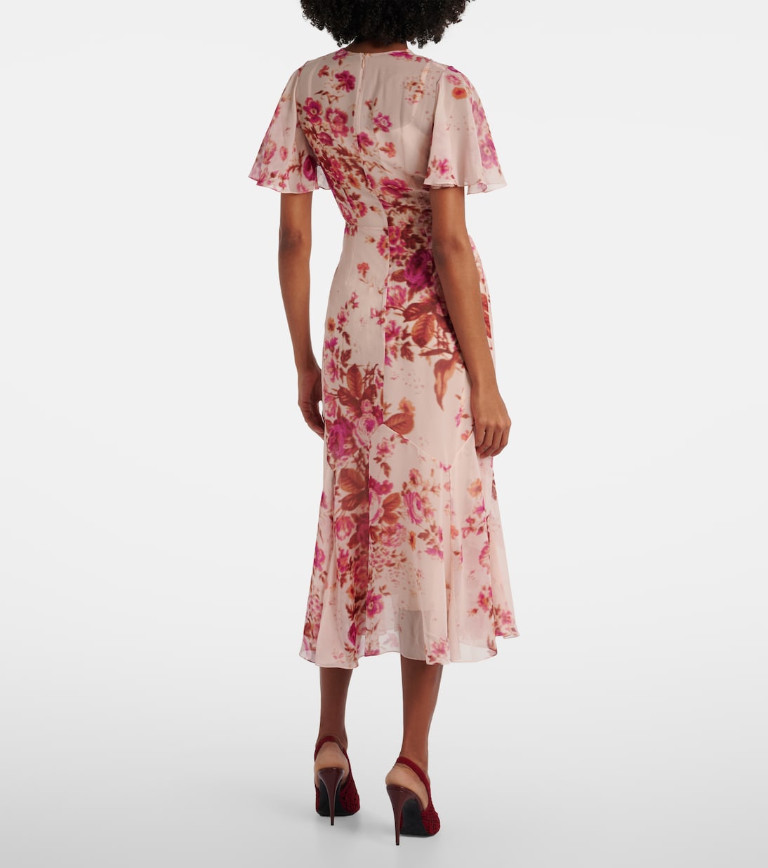 Abito midi in seta con stampa floreale | Erdem