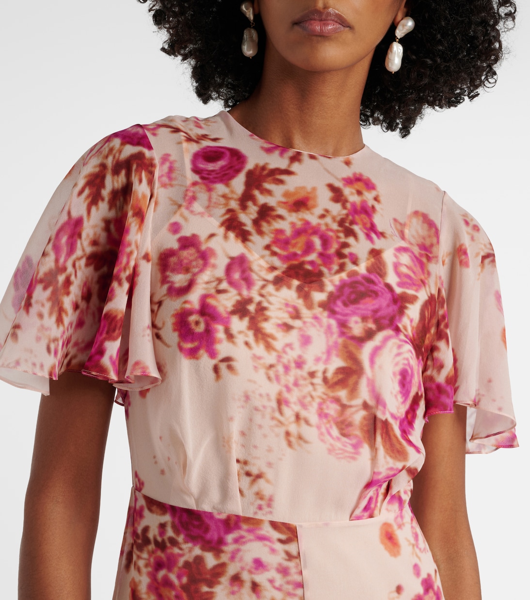 Abito midi in seta con stampa floreale | Erdem