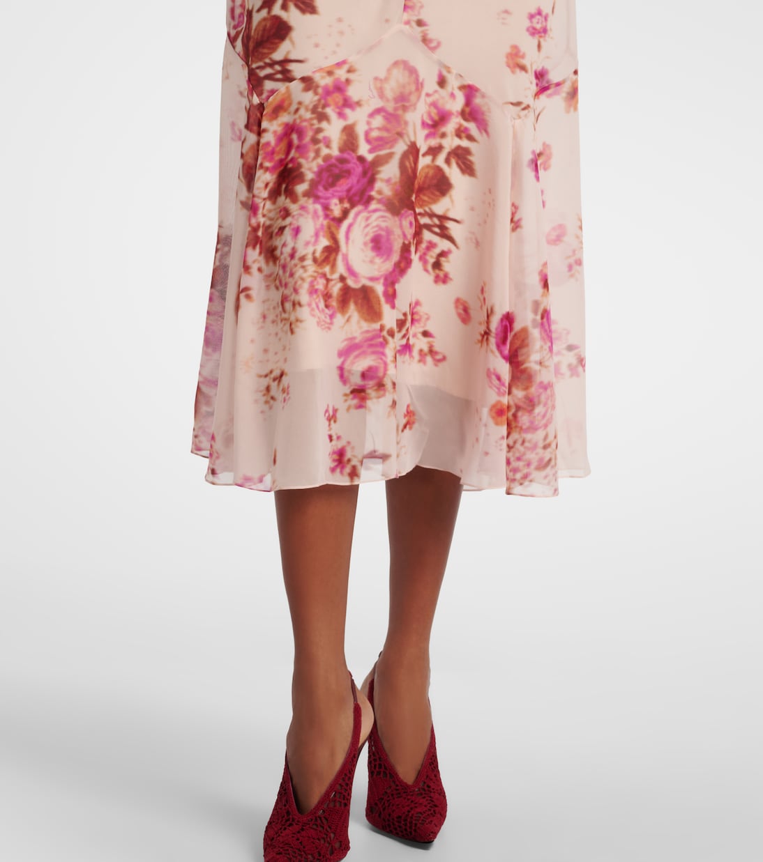 Abito midi in seta con stampa floreale | Erdem