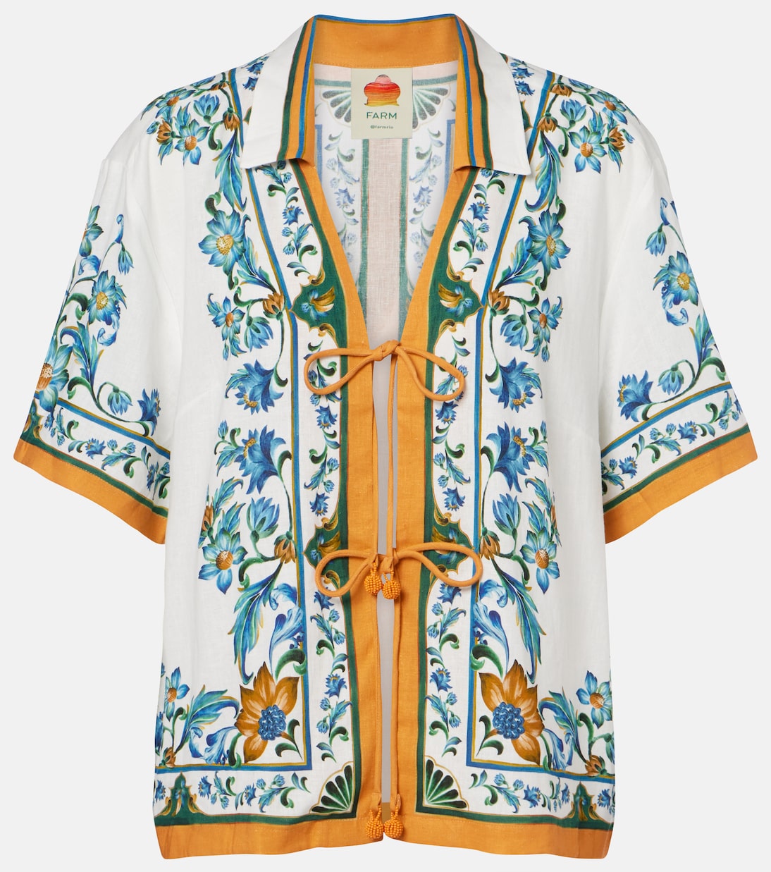Flora Tile floral linen-blend shirt | Farm Rio