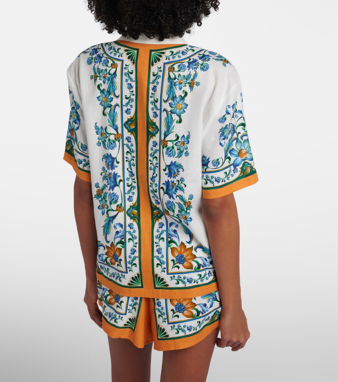 Flora Tile floral linen-blend shirt | Farm Rio