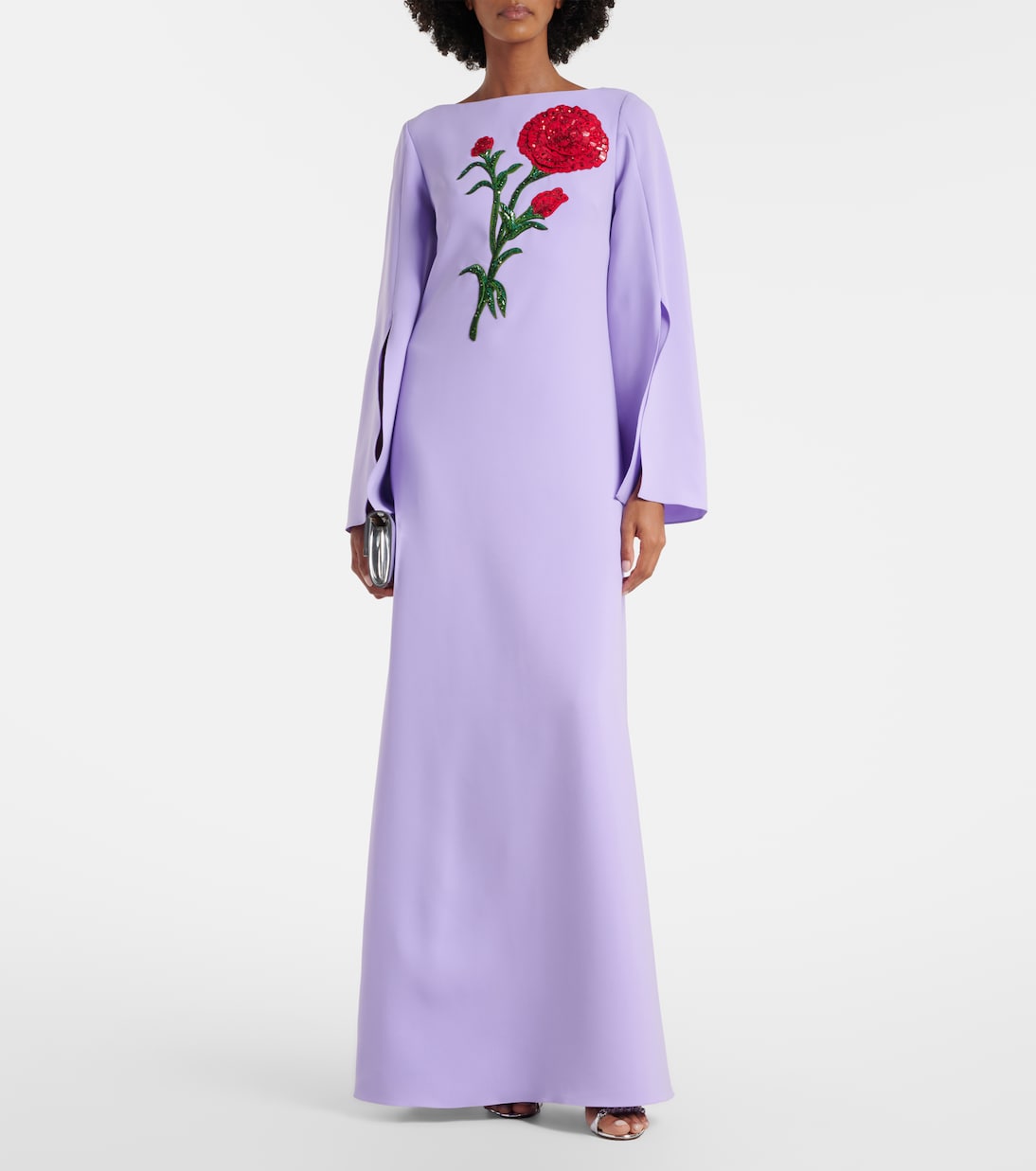 Abito lungo in crêpe con paillettes | Carolina Herrera