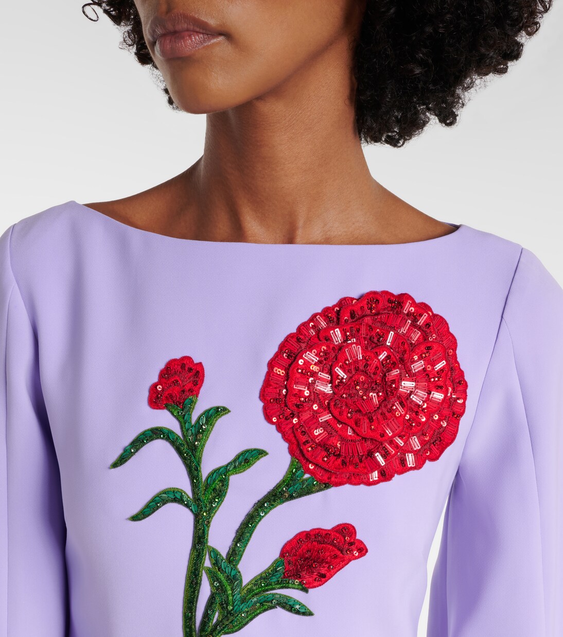 Abito lungo in crêpe con paillettes | Carolina Herrera