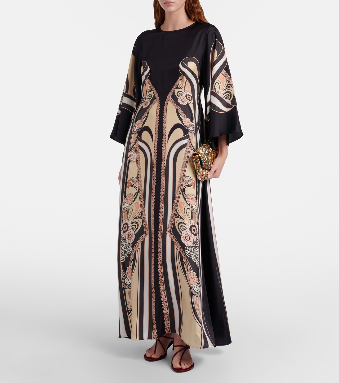 Bedrucktes Maxikleid Sorella aus Seide | La DoubleJ