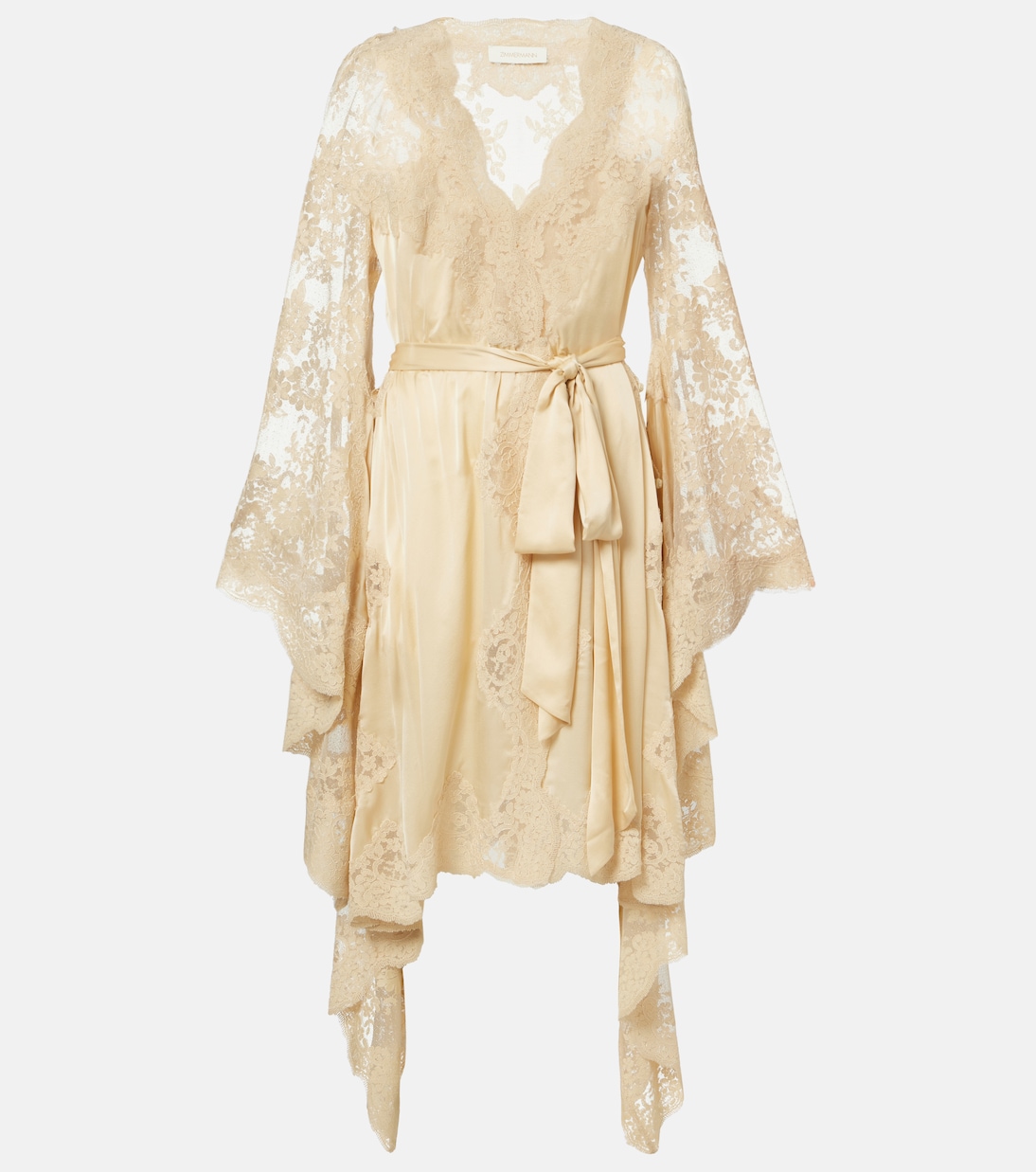 Como lace-trimmed draped silk midi dress | Zimmermann
