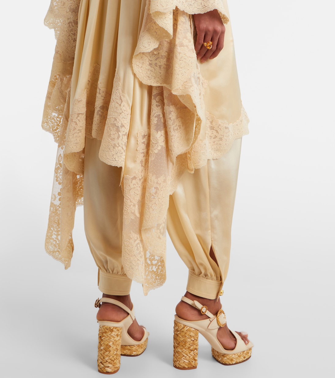 Como lace-trimmed draped silk midi dress | Zimmermann