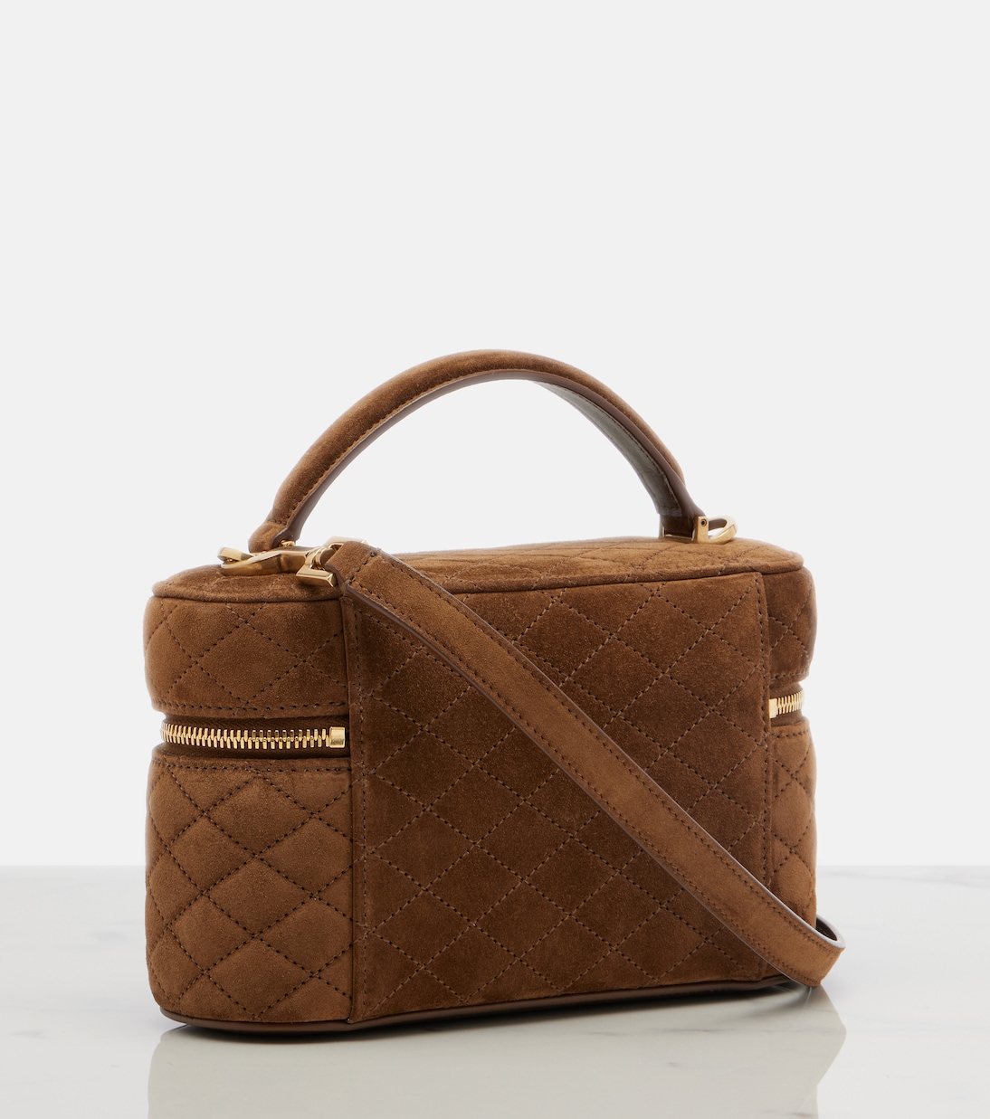 Sac vanity Gaby Mini en daim matelassé | Saint Laurent