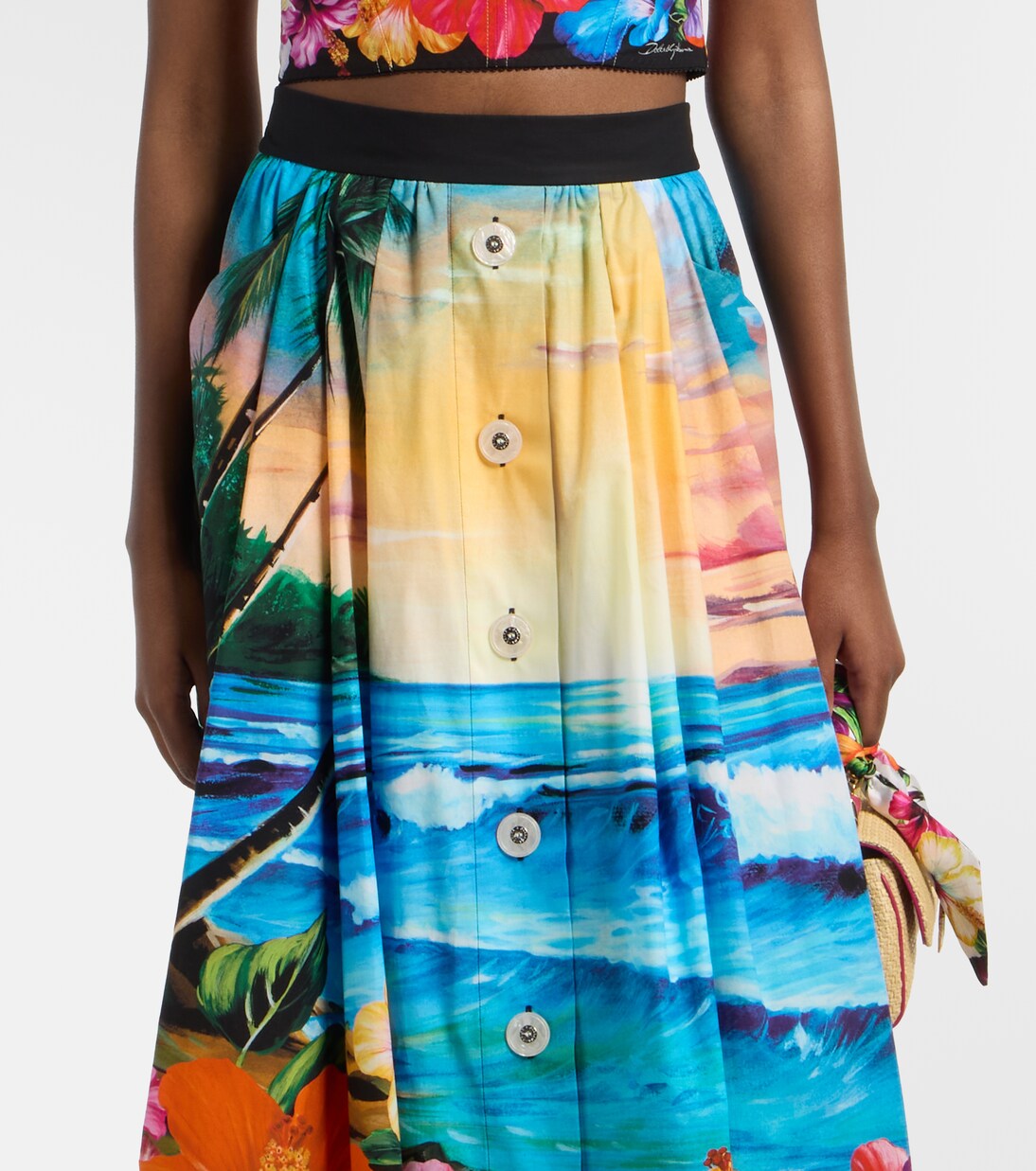 Printed cotton midi skirt | Dolce&Gabbana