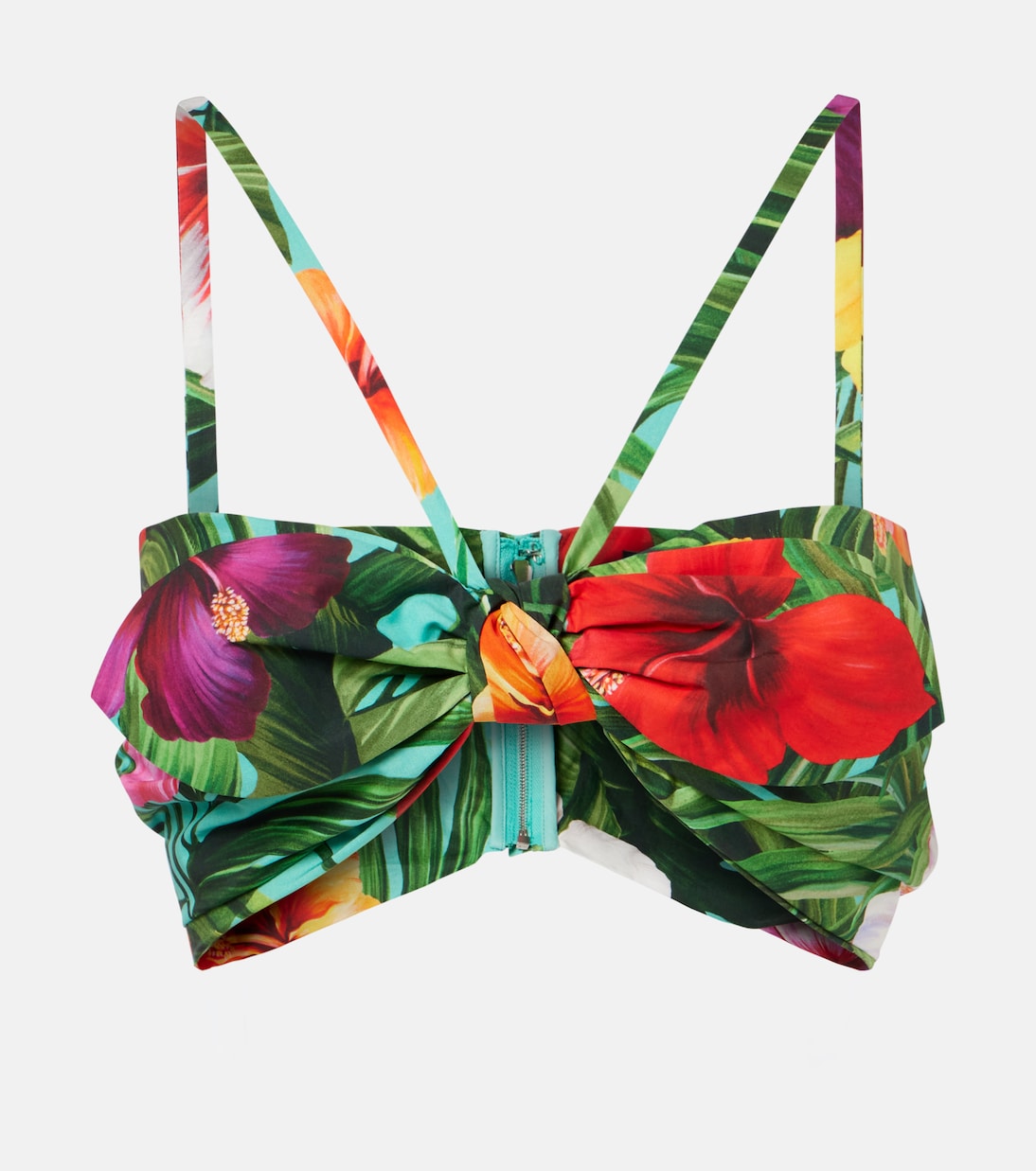 Bow-detail floral cotton bra top | Dolce&Gabbana