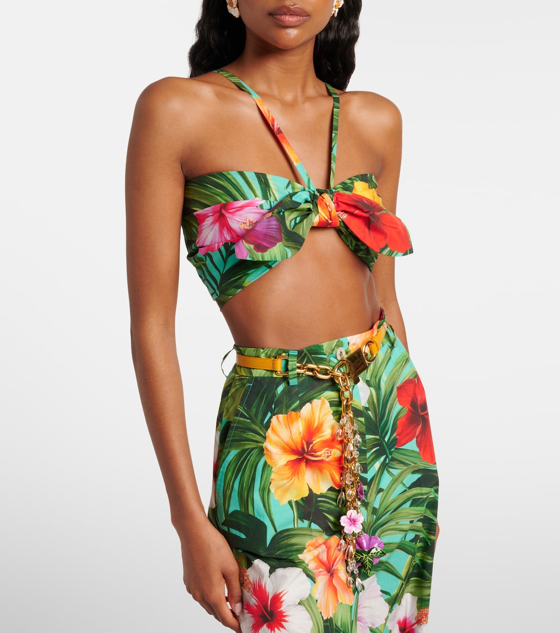 Bow-detail floral cotton bra top | Dolce&Gabbana