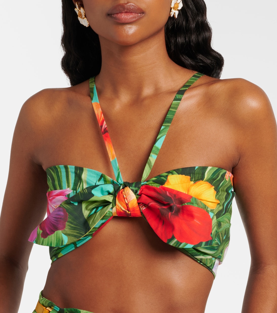 Bow-detail floral cotton bra top | Dolce&Gabbana