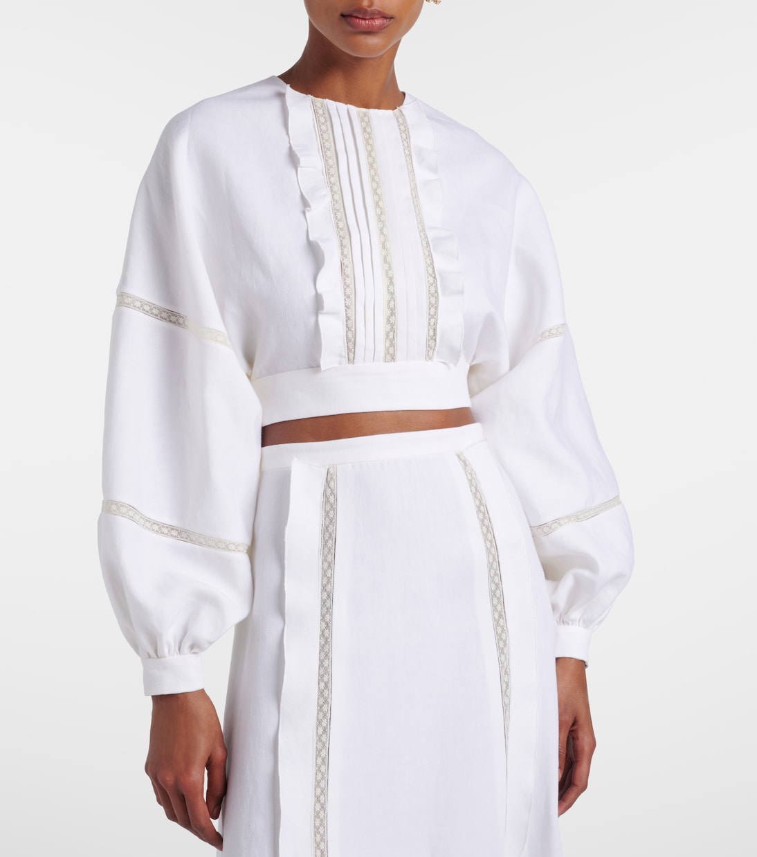 Lace-trimmed open-back linen blouse | Valentino