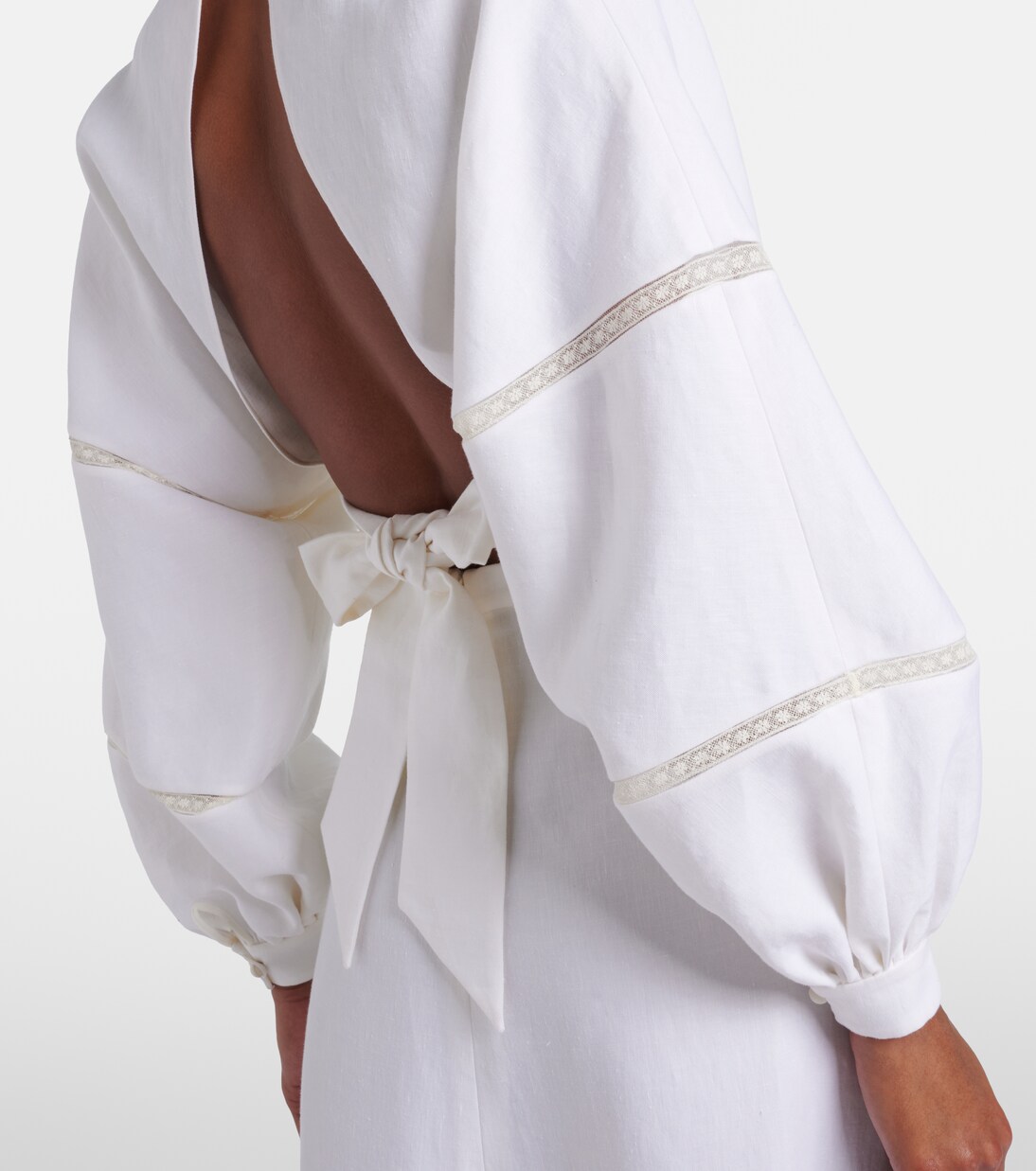 Lace-trimmed open-back linen blouse | Valentino