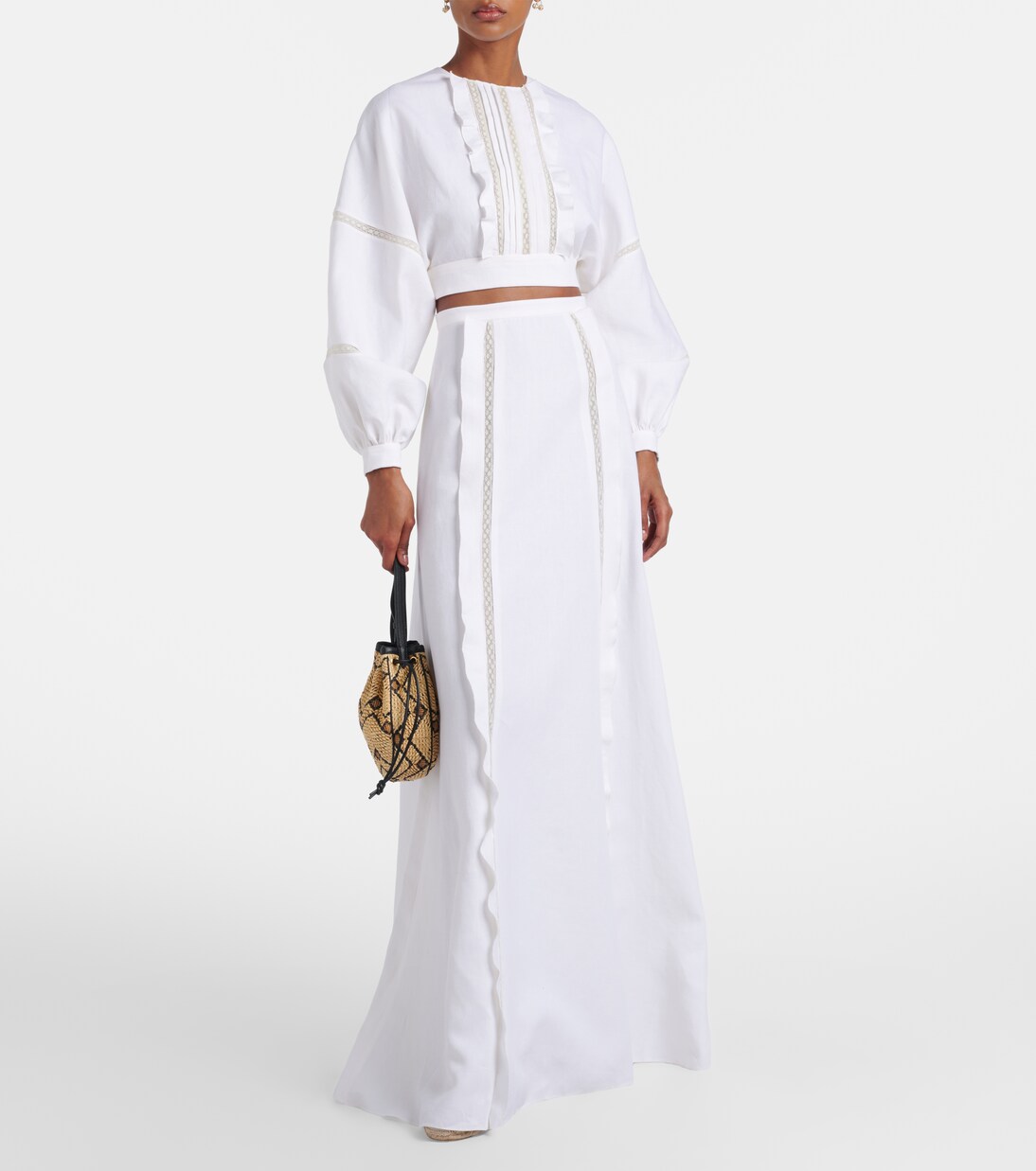 Lace-trimmed open-back linen blouse | Valentino