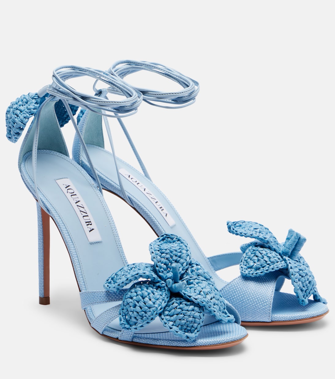Calypso leather-trimmed raffia sandals | Aquazzura