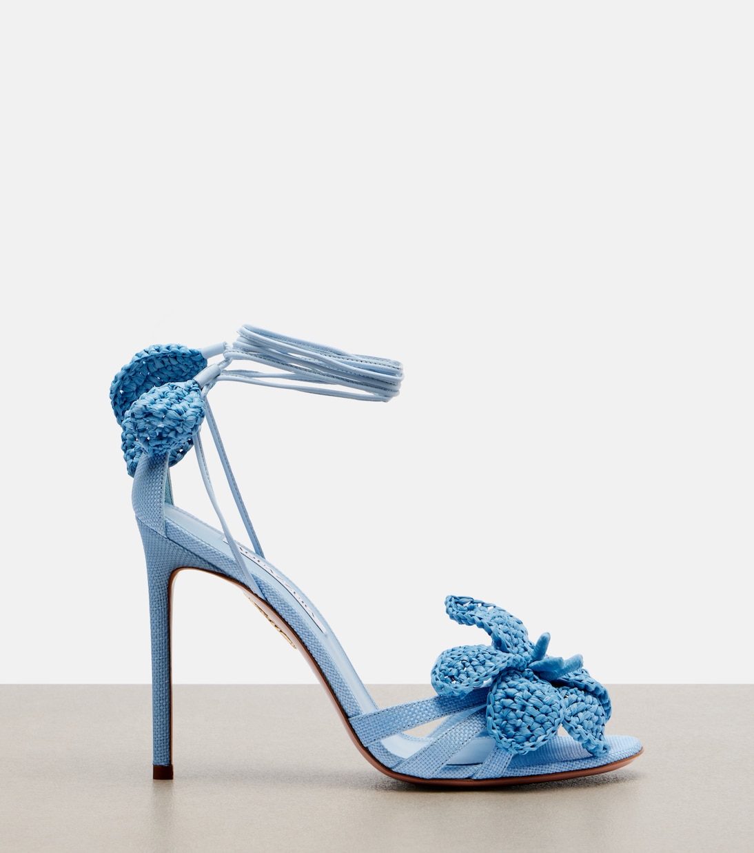 Calypso leather-trimmed raffia sandals | Aquazzura
