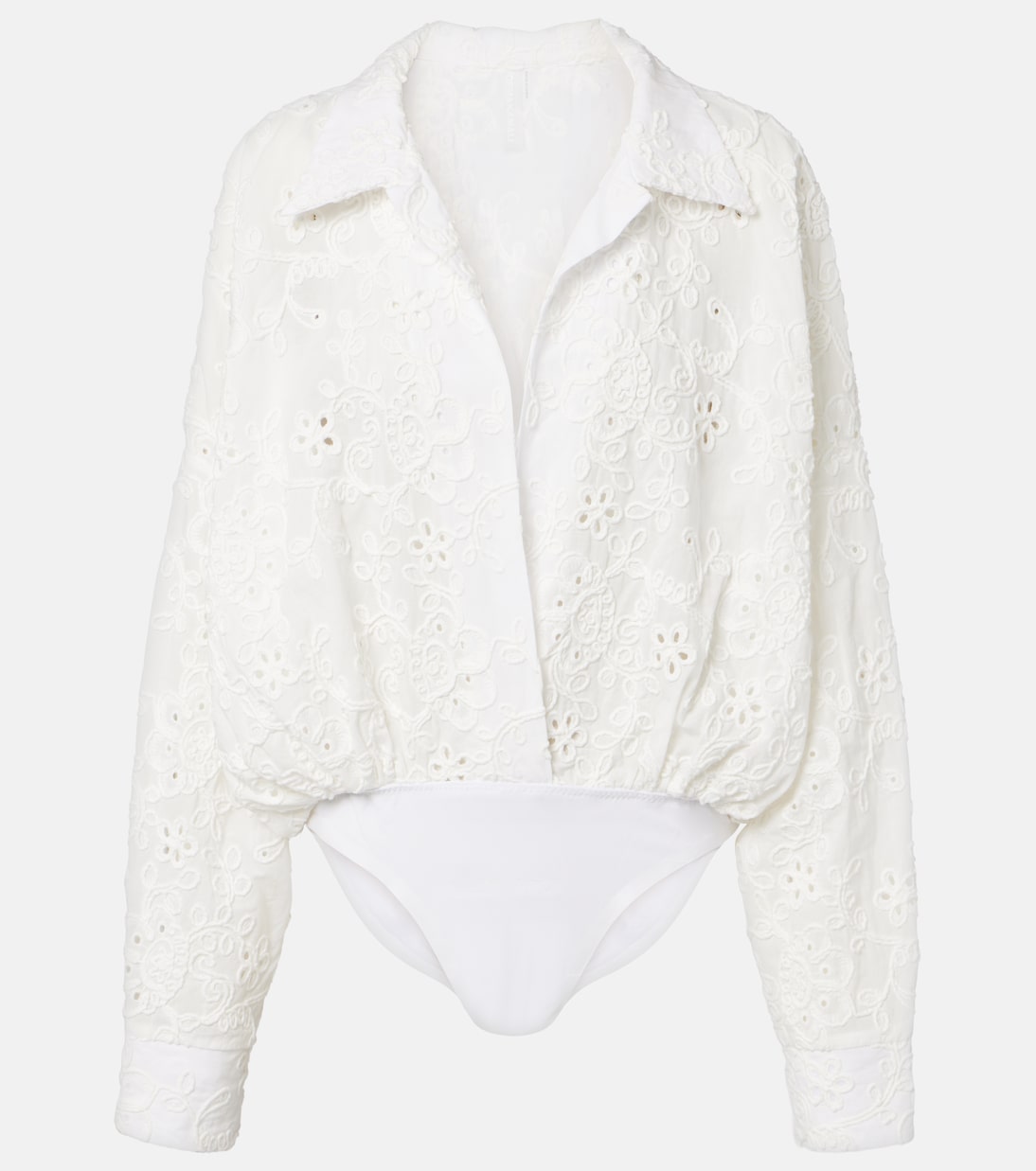 Oversized broderie anglaise cotton bodysuit | Norma Kamali