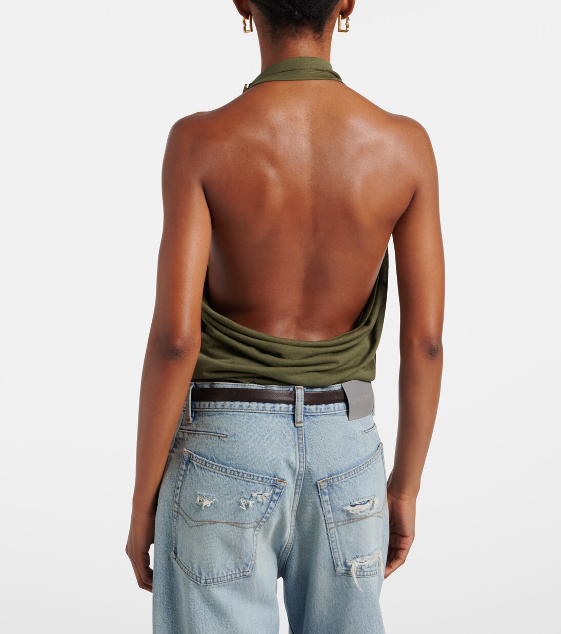 Draped cotton-blend top | Balenciaga