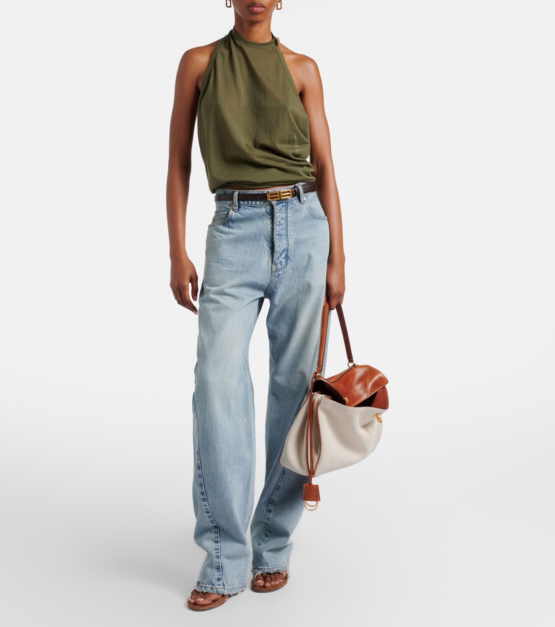 Draped cotton-blend top | Balenciaga