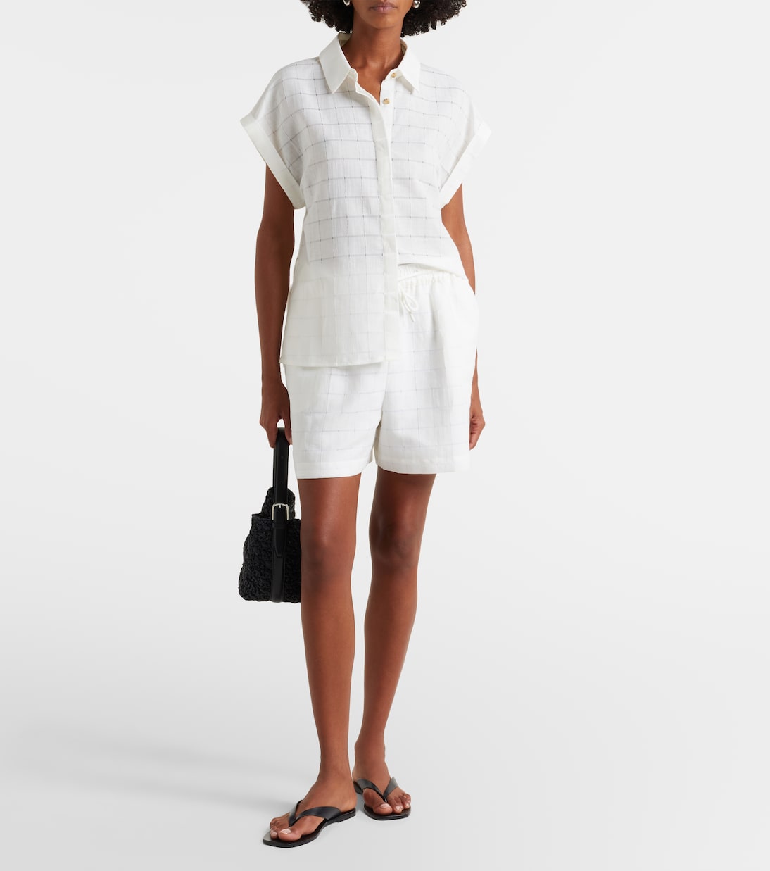 Boston checked linen and cotton shorts | Asceno
