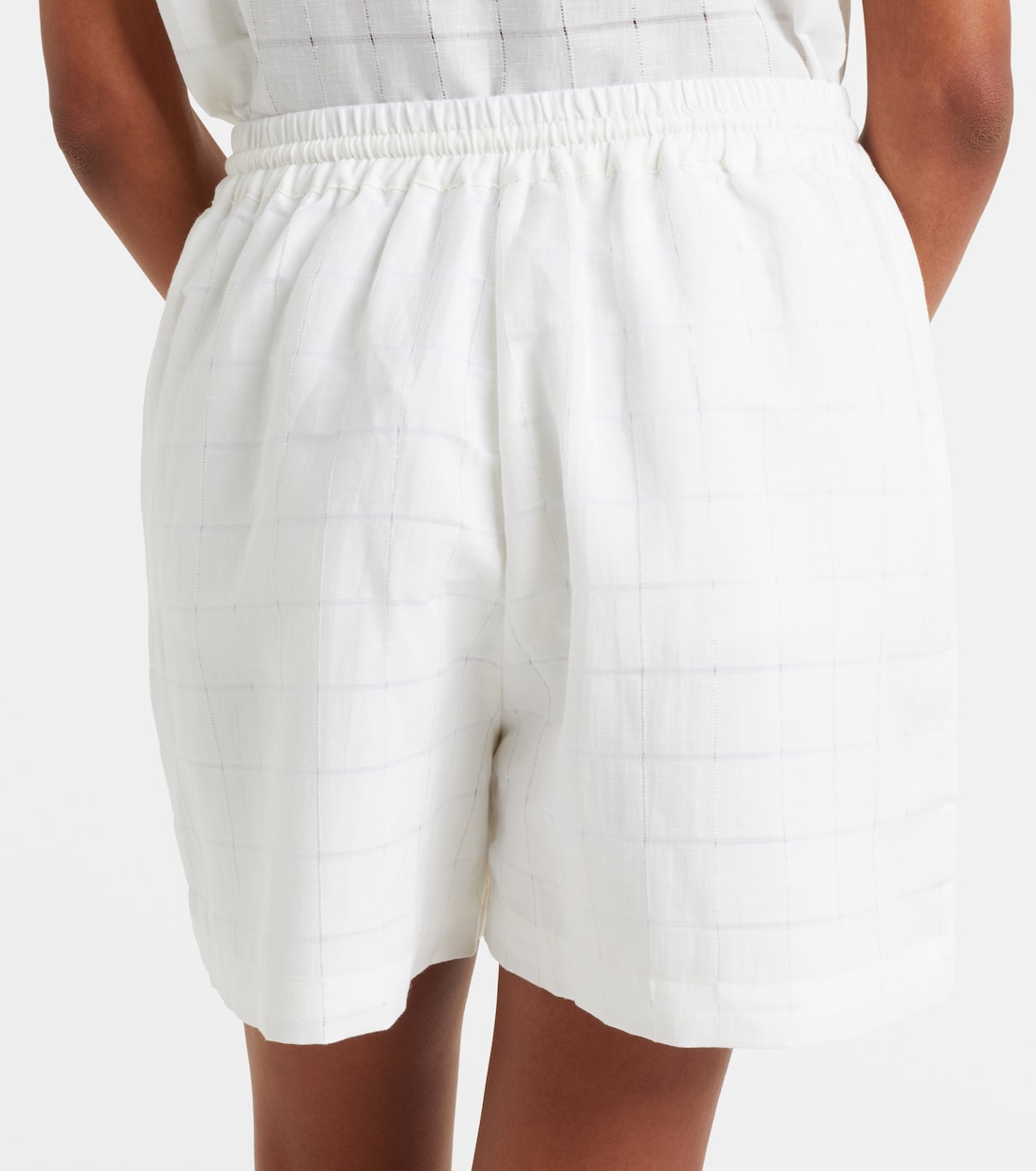 Boston checked linen and cotton shorts | Asceno