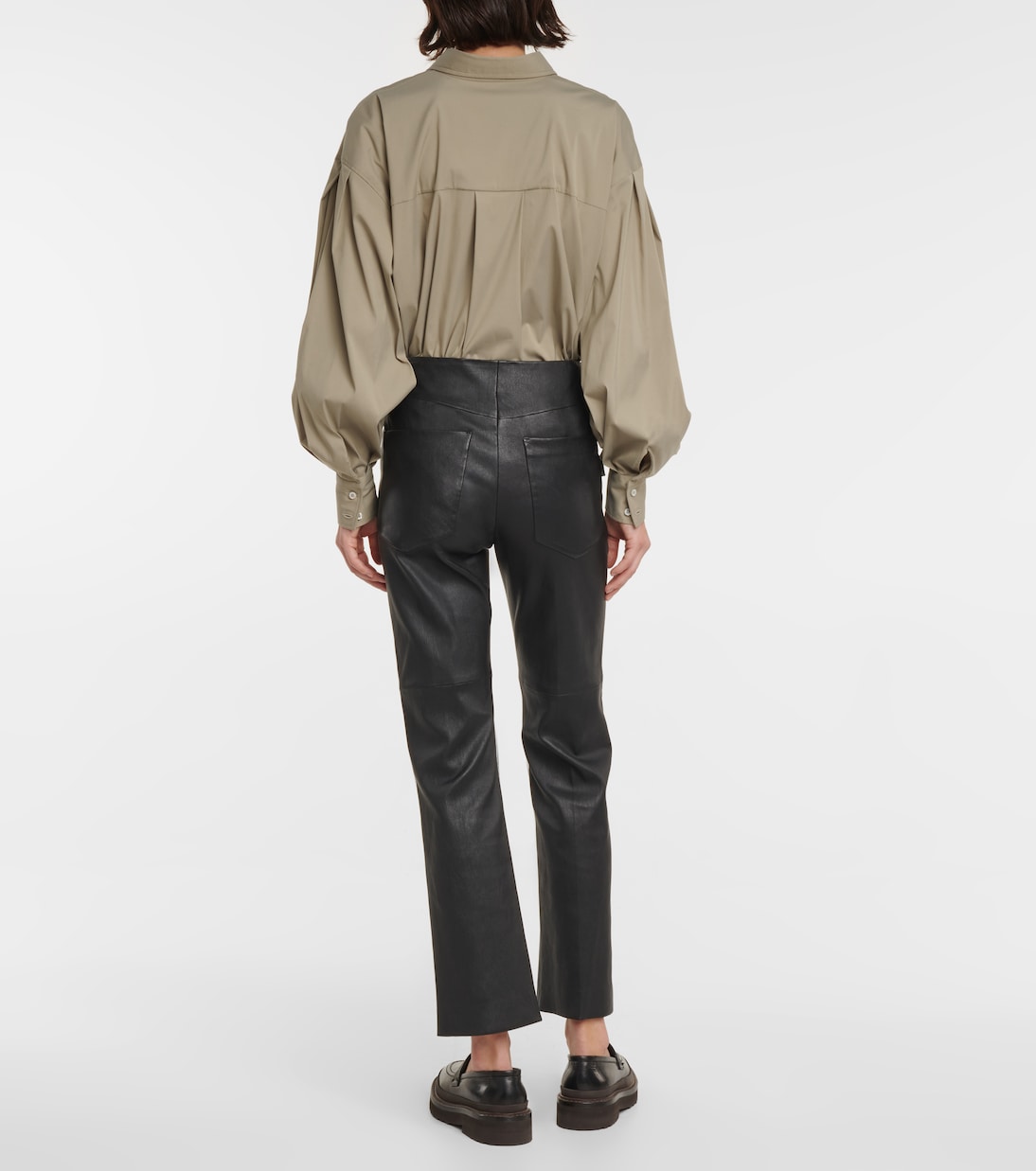 High-Rise-Hose aus Leder | Brunello Cucinelli