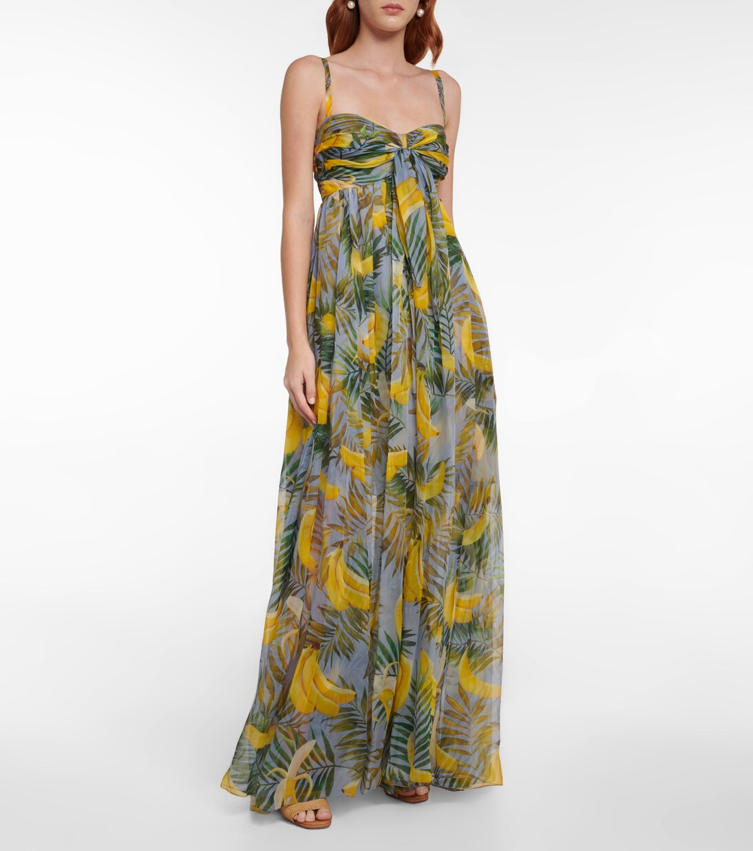 Robe longue imprimée en soie | Oscar de la Renta