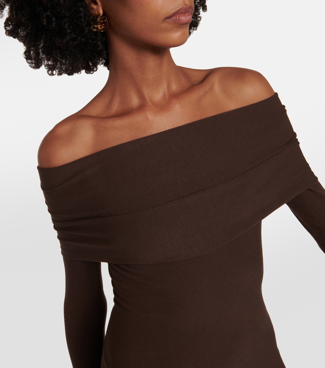 Robe midi à encolure bardot | Alaïa