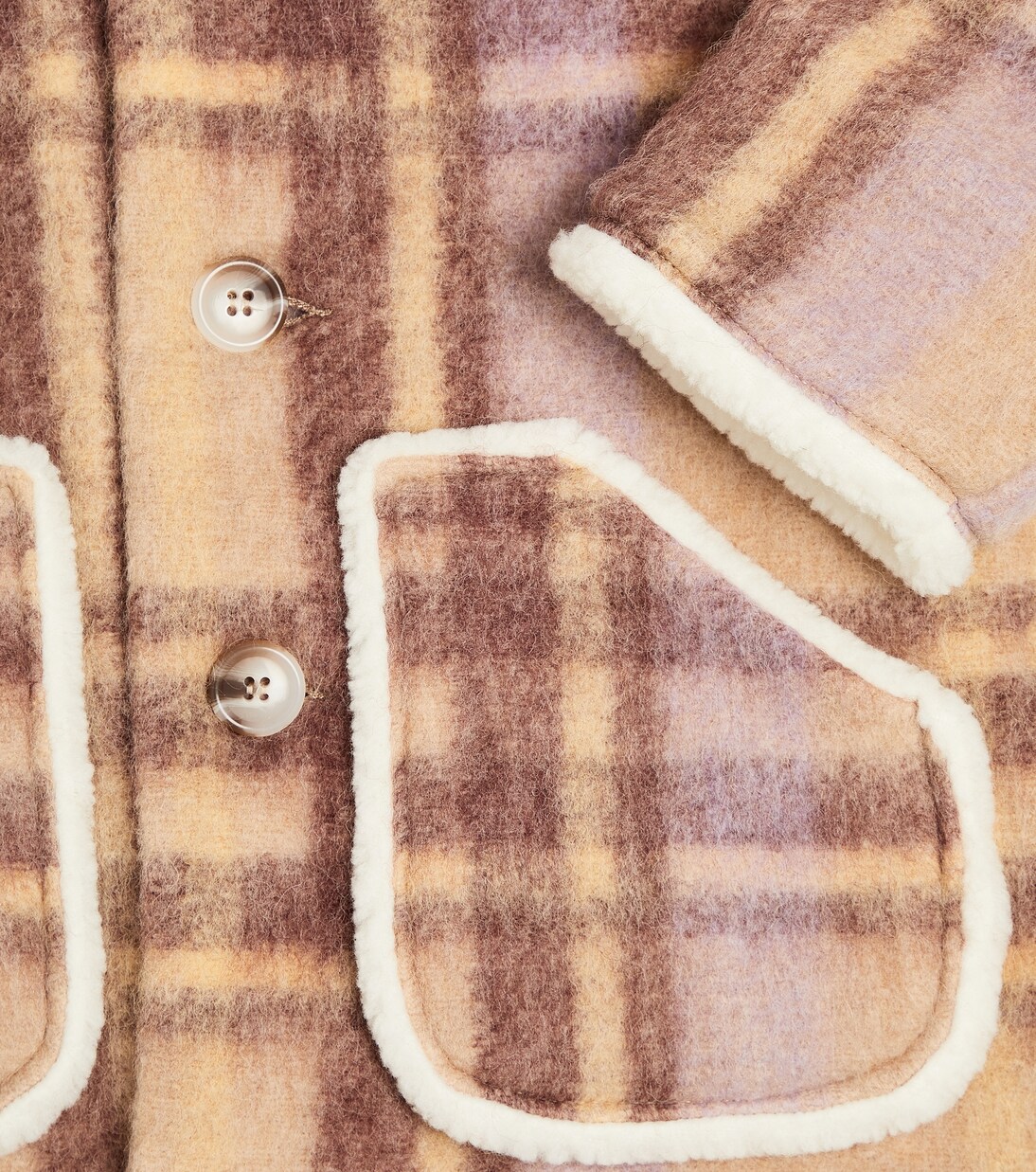 Teddy-trimmed checked coat | Paade Mode