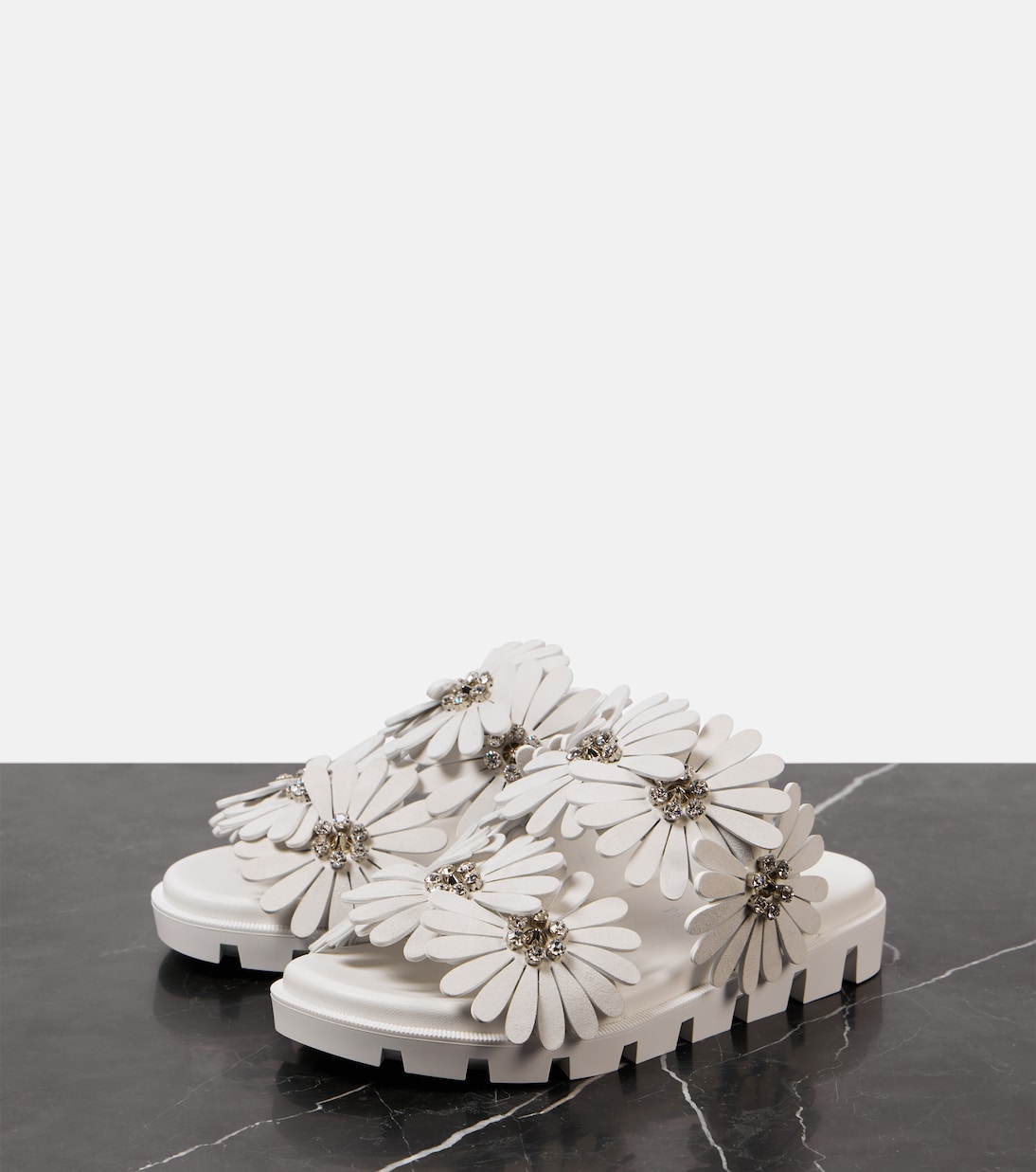 سلايدز من الجلد السويدي والجلد Flora Cool | Christian Louboutin