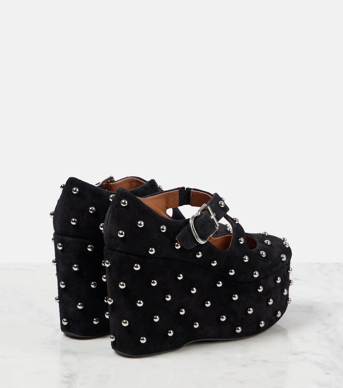 Crisscrossed studded suede ballet flats | Alaïa