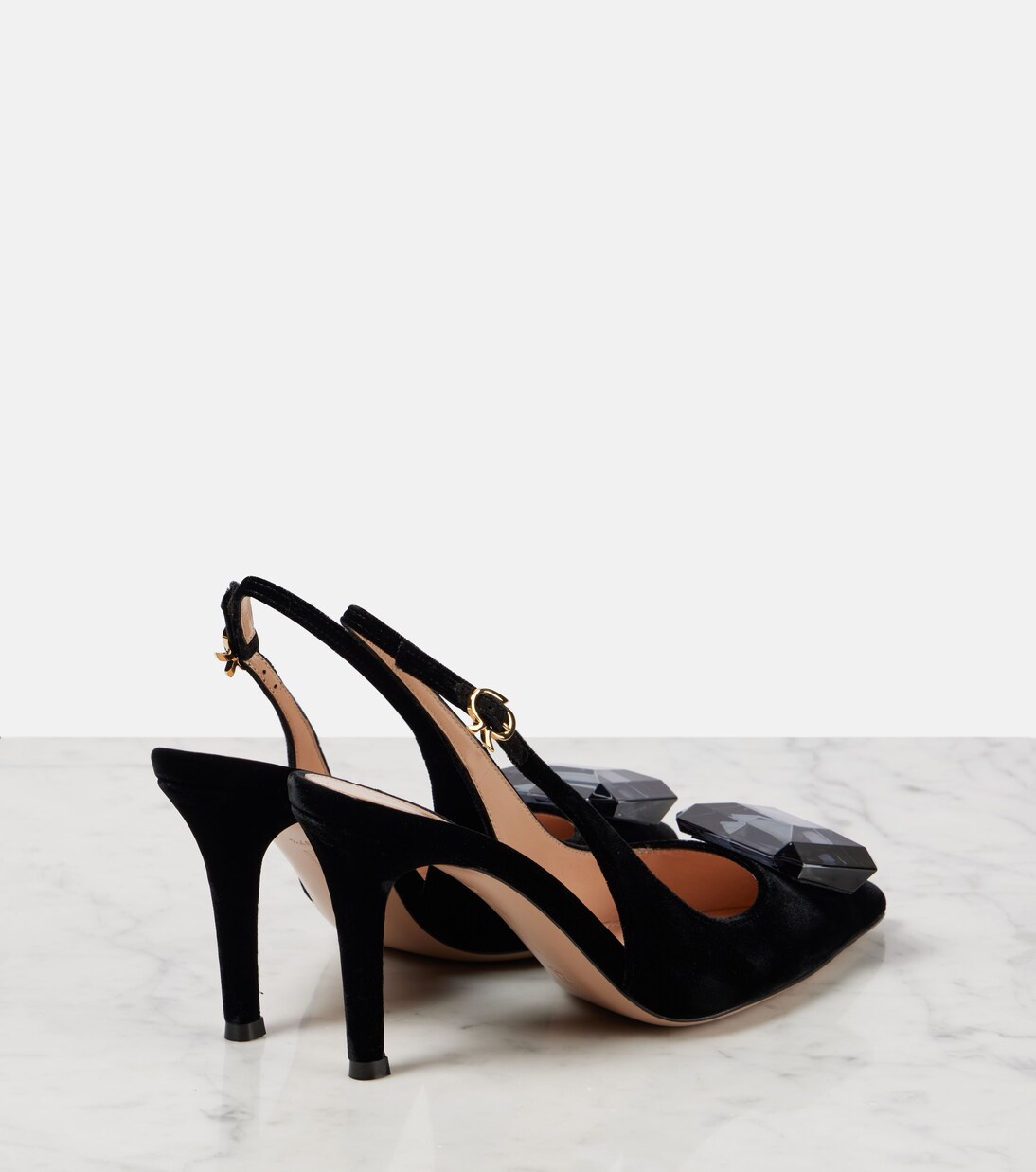 Jaipur 85 velvet slingback pumps | Gianvito Rossi