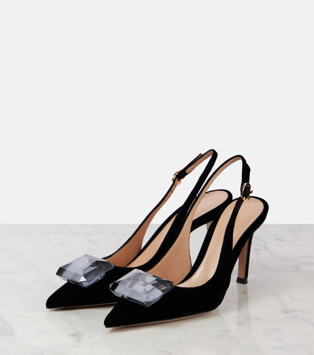 Jaipur 85 velvet slingback pumps | Gianvito Rossi