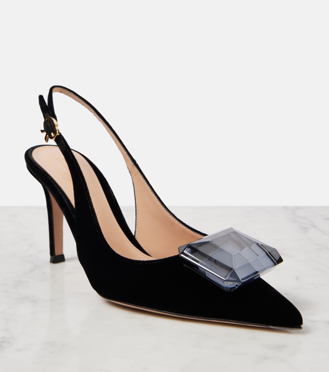 Jaipur 85 velvet slingback pumps | Gianvito Rossi