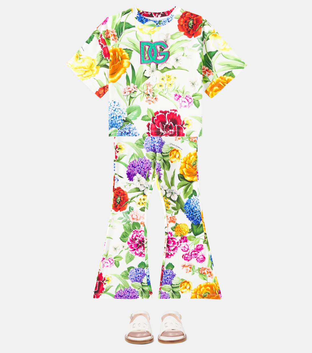 DG floral cotton-blend T-shirt | Dolce&Gabbana Kids