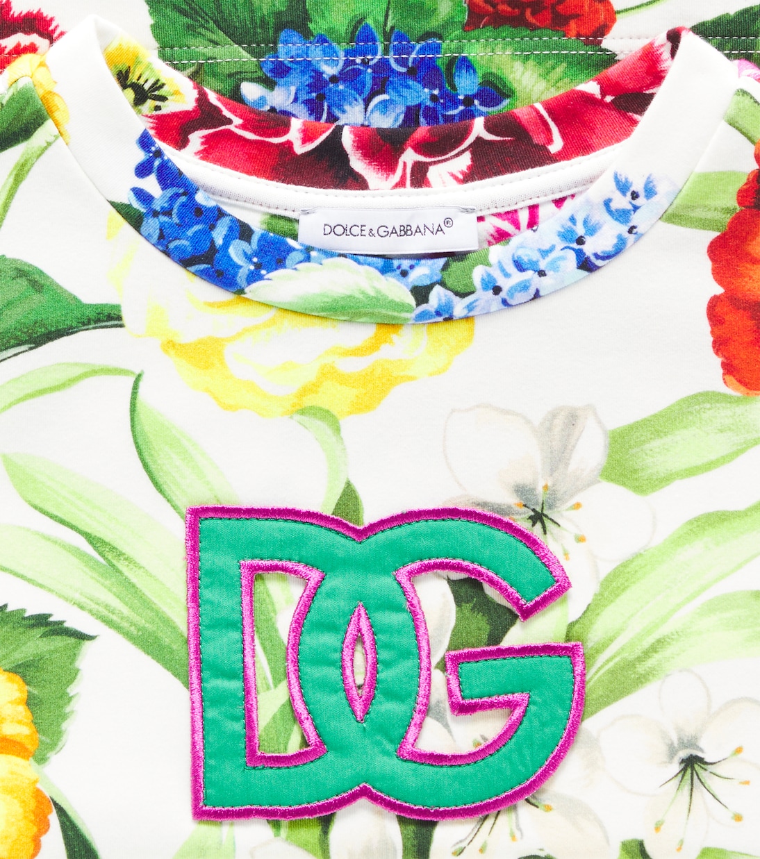 DG floral cotton-blend T-shirt | Dolce&Gabbana Kids