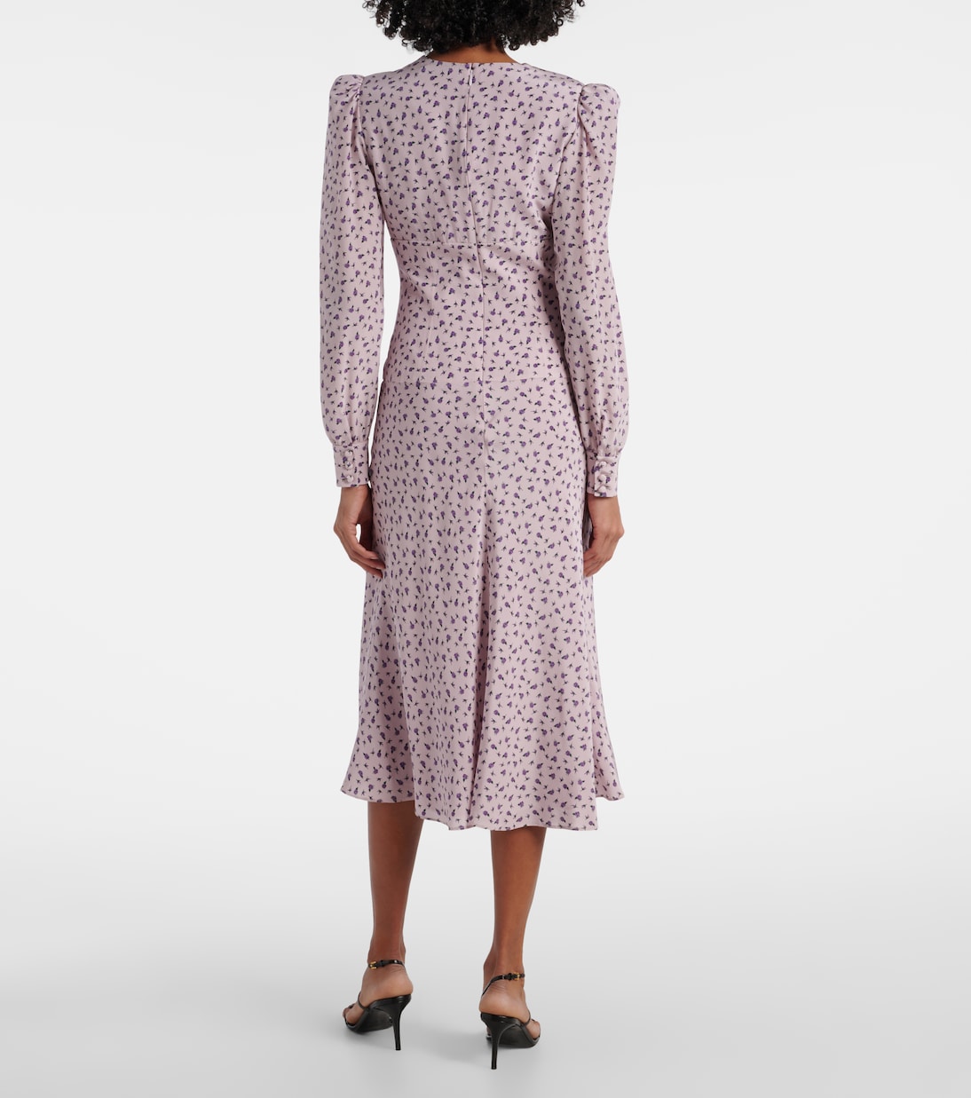 Bedrucktes Midikleid aus Seide mit Spitze | Alessandra Rich